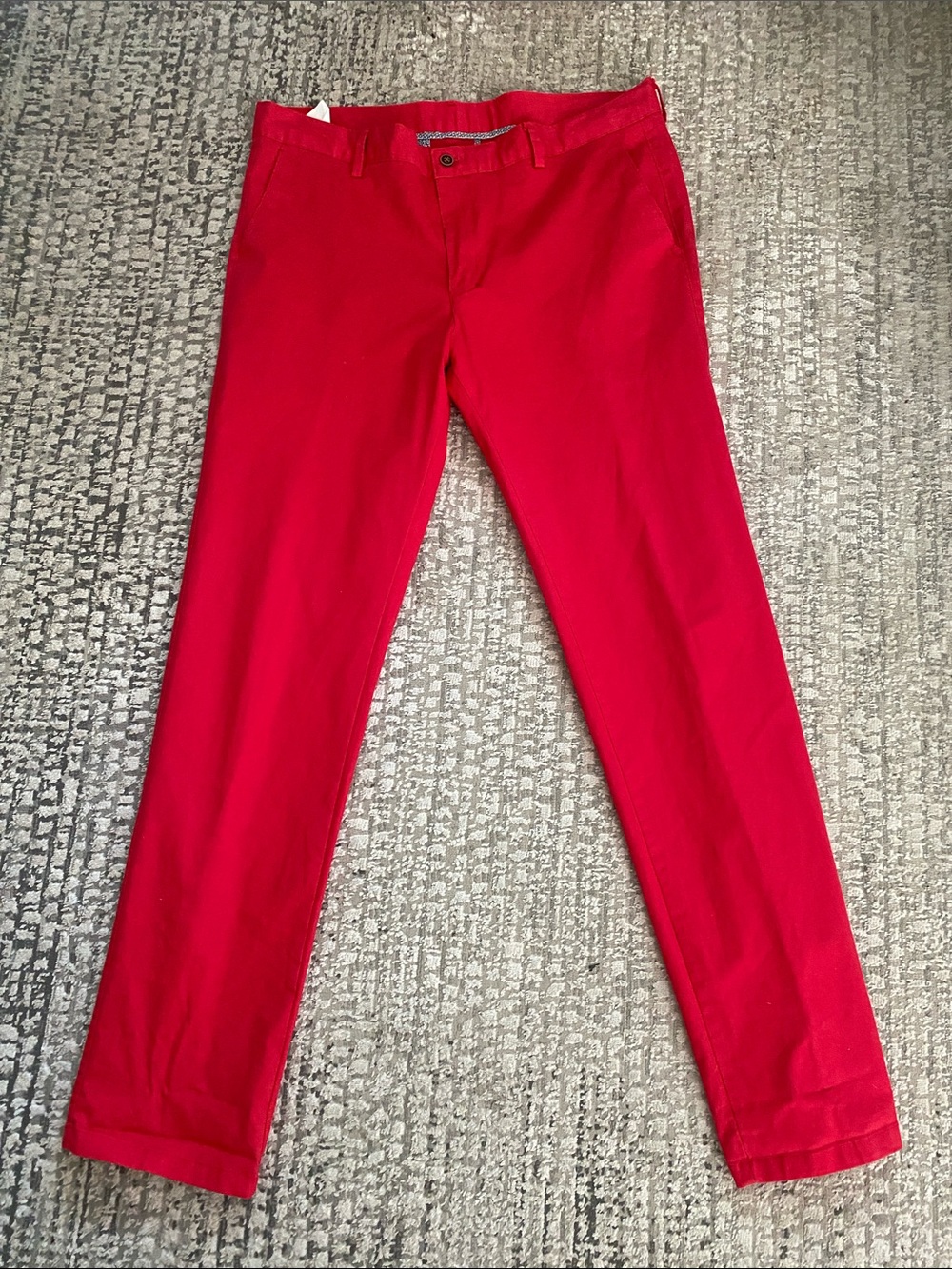 European brand in Raspberry Red Slim Cotton Mix Chino Pants Size Euro 48/US 16 - Picture 16 of 16